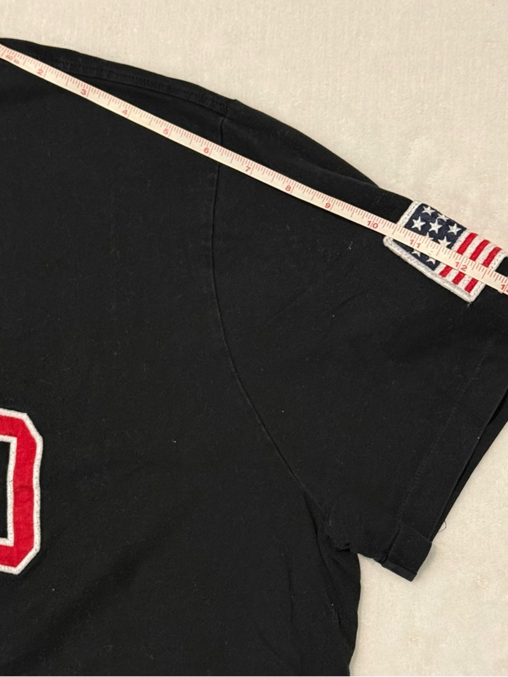 Polo Ralph Lauren Black Spellout Logo T-Shirt USA Flag Sleeve - Picture 9 of 9